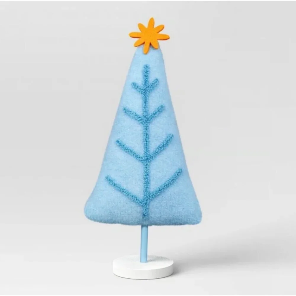 Fabric Christmas Tree Figurine with Gold Star Wondershop™ Light Blue Decor